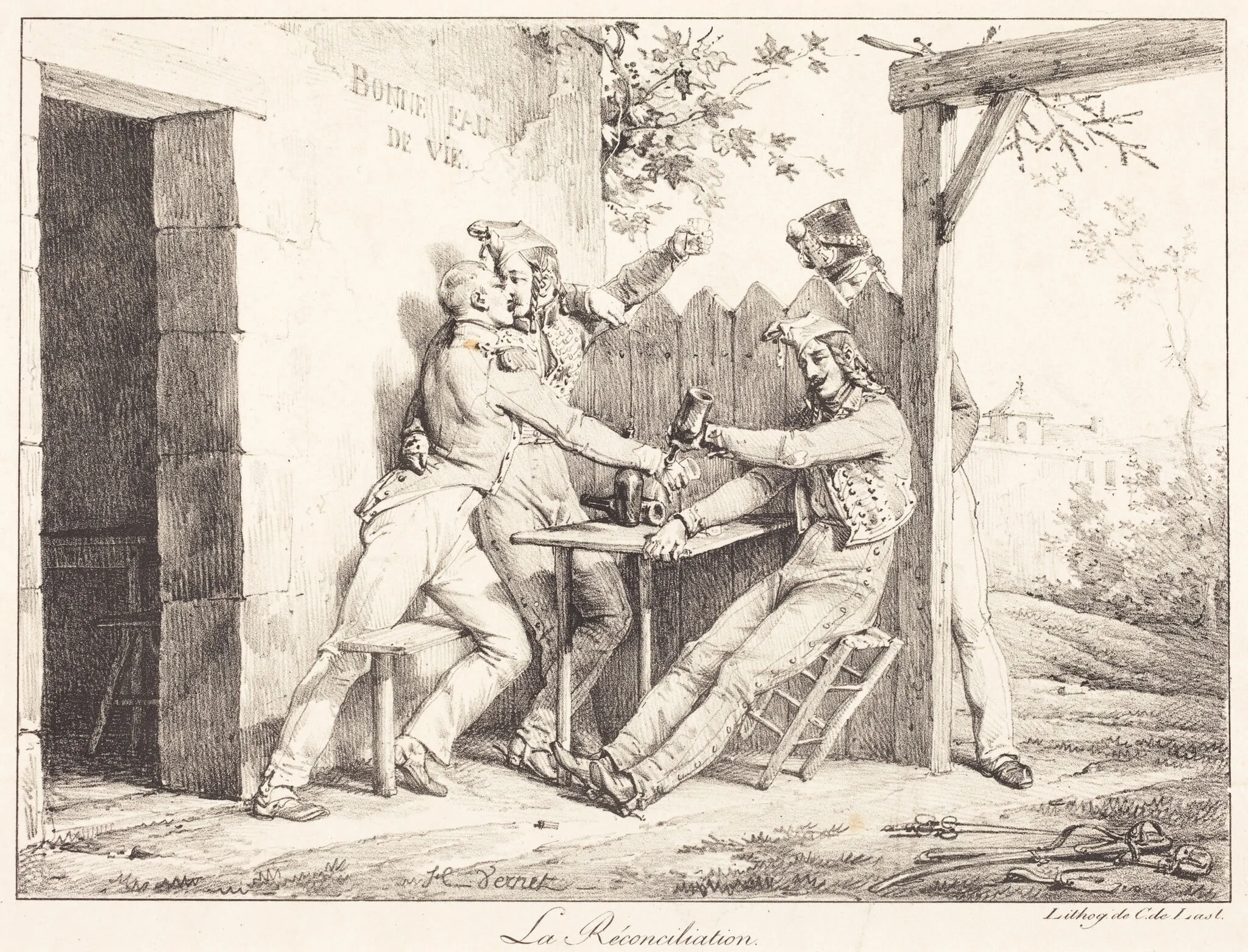 La Reconciliation, by Horace Vernet, ink, 1826