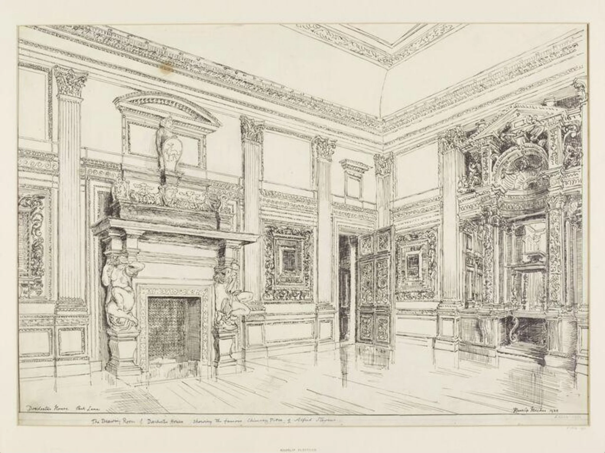 The Drawing Room, Dorchester House, by Hanslip Fletcher, 1929