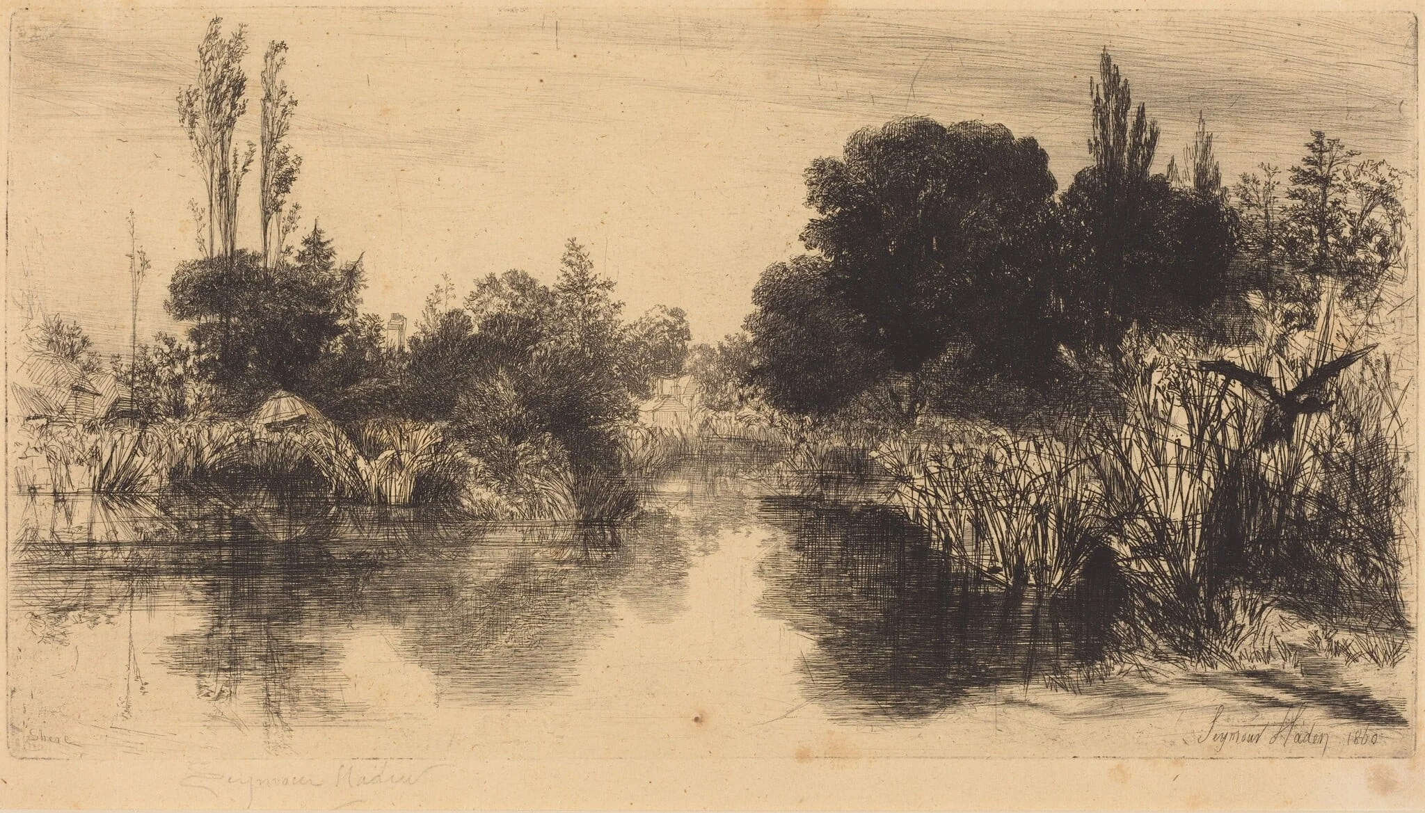Shere Mill Pond (The Larger Plate), by Francis Seymour Haden, ink, 1860