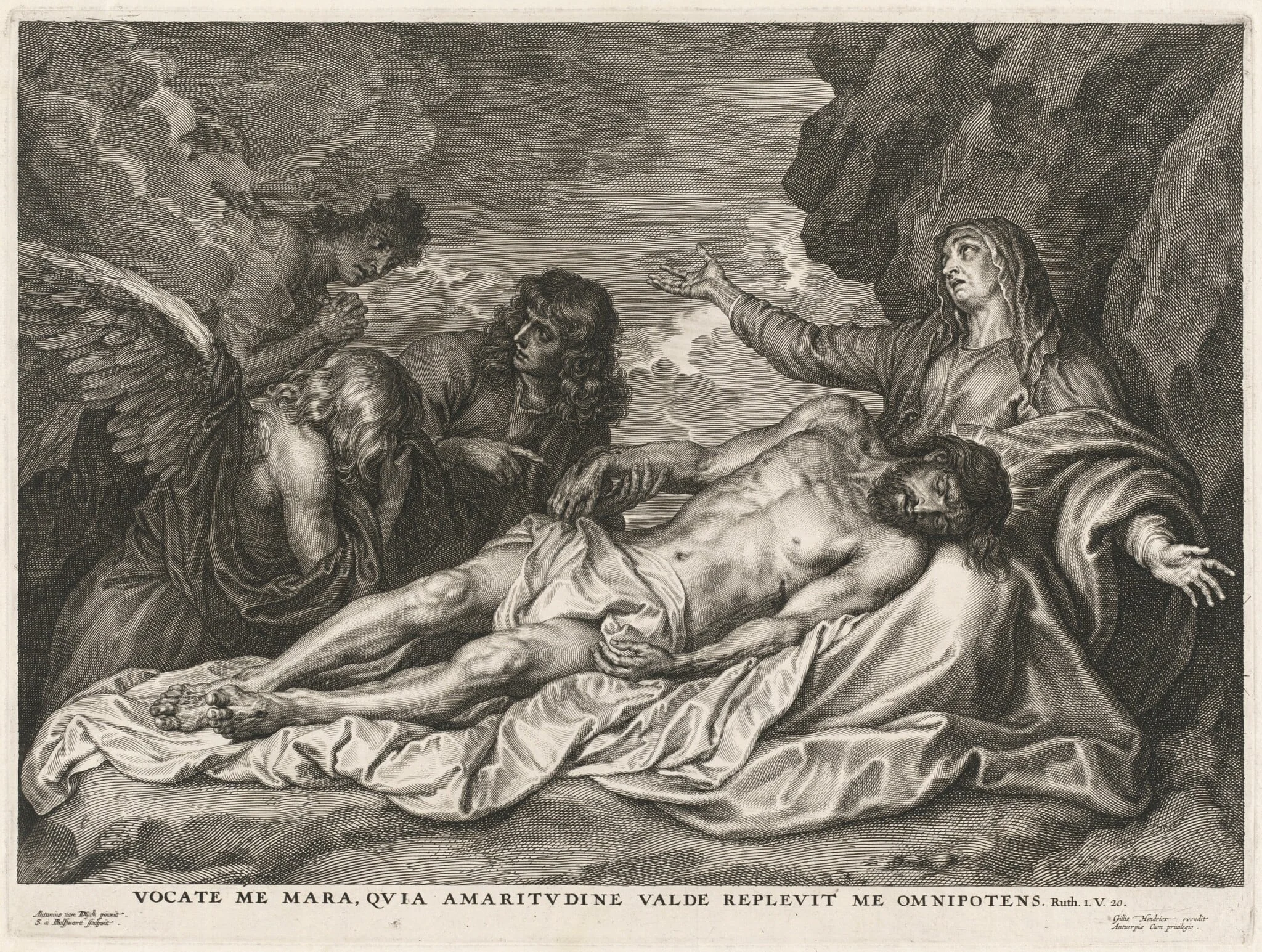 Virgin Supporting the Dead Christ, by Schelte Adams Bolswert, ink, 1622