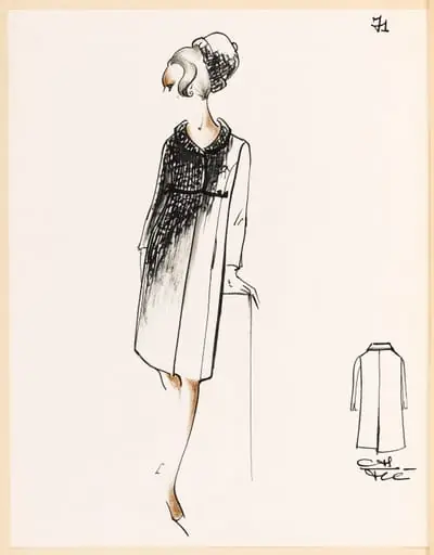 Manteau fermé sous la poitrine avec chapeau
