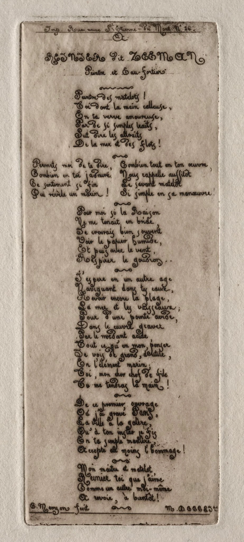 Etchings of Paris:  Dedication to Reynier Nooms, called Zeeman
