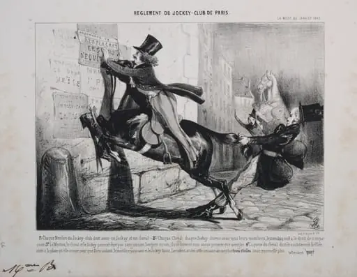Réglement du Jockey Club de Paris:  Chaque membre du Jockey Club doit avoir un Jockey, et un cheval...