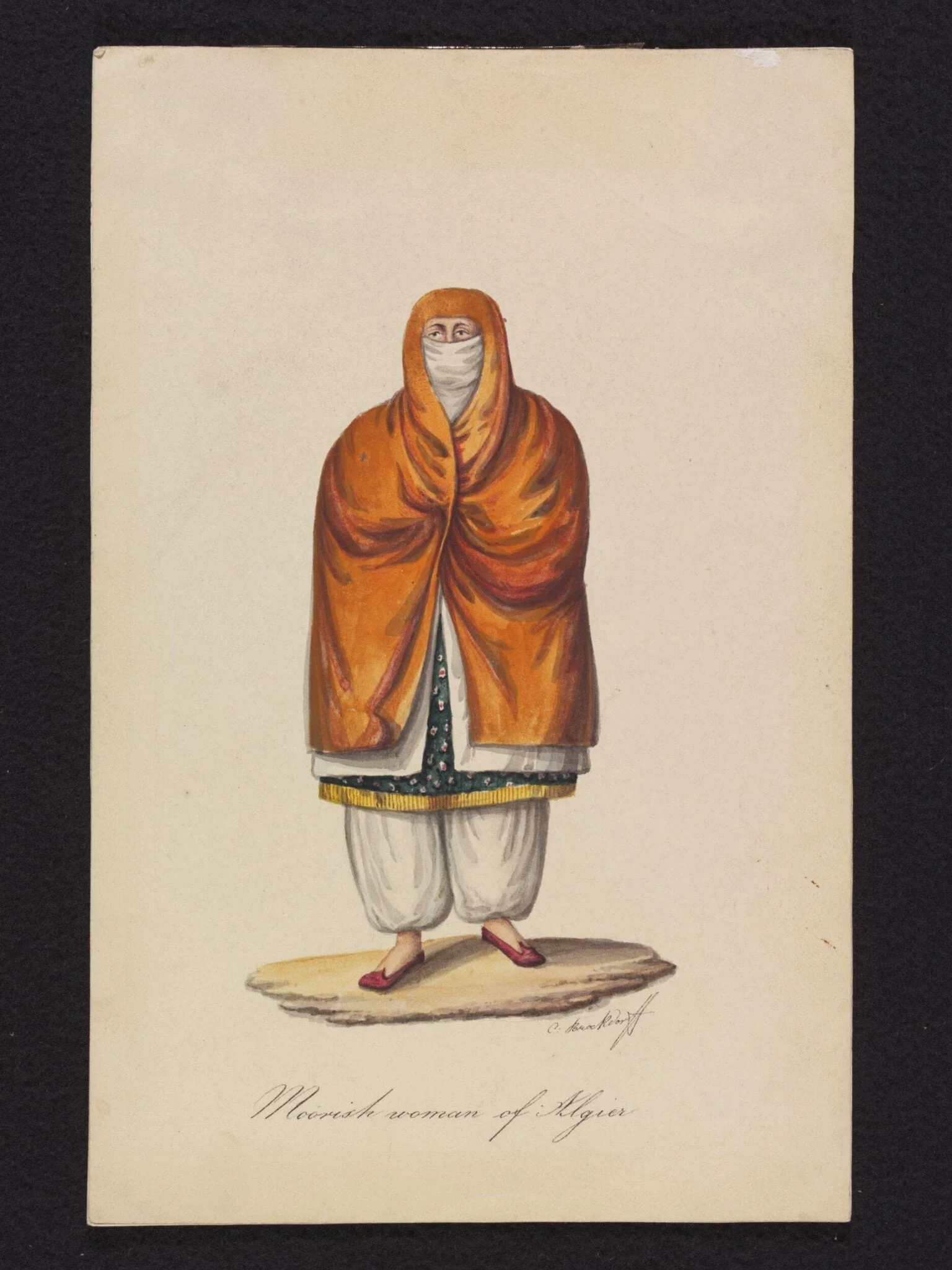 Moorish woman of Algier, by Charles Frederick Brockdorff, watercolor, 1835