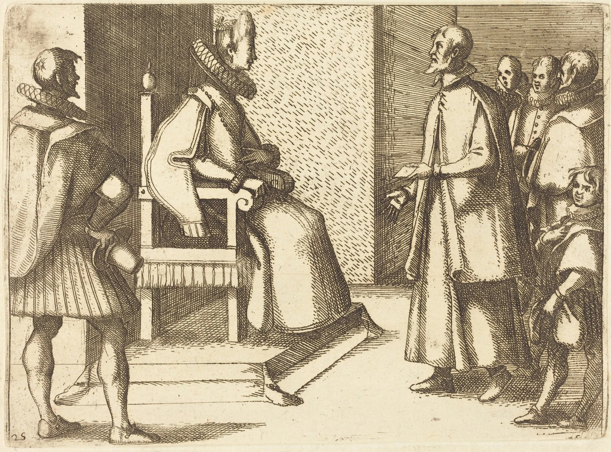 The Envoy of Tuscany Thanking the Queen, by Jacques Callot, ink, 1612