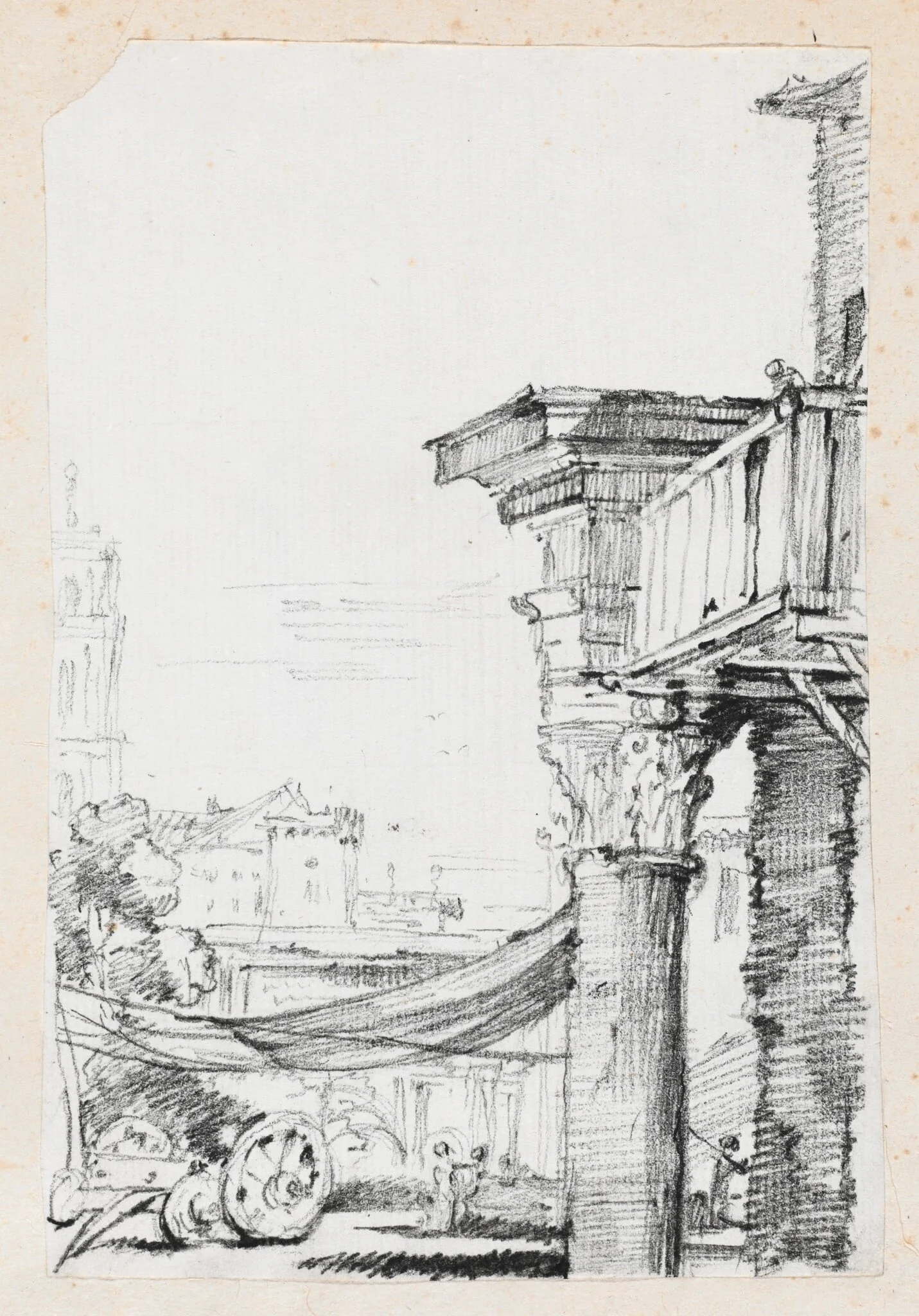 A Balcony in the Roman Forum, by Joseph-Marie Vien, graphite, 1747