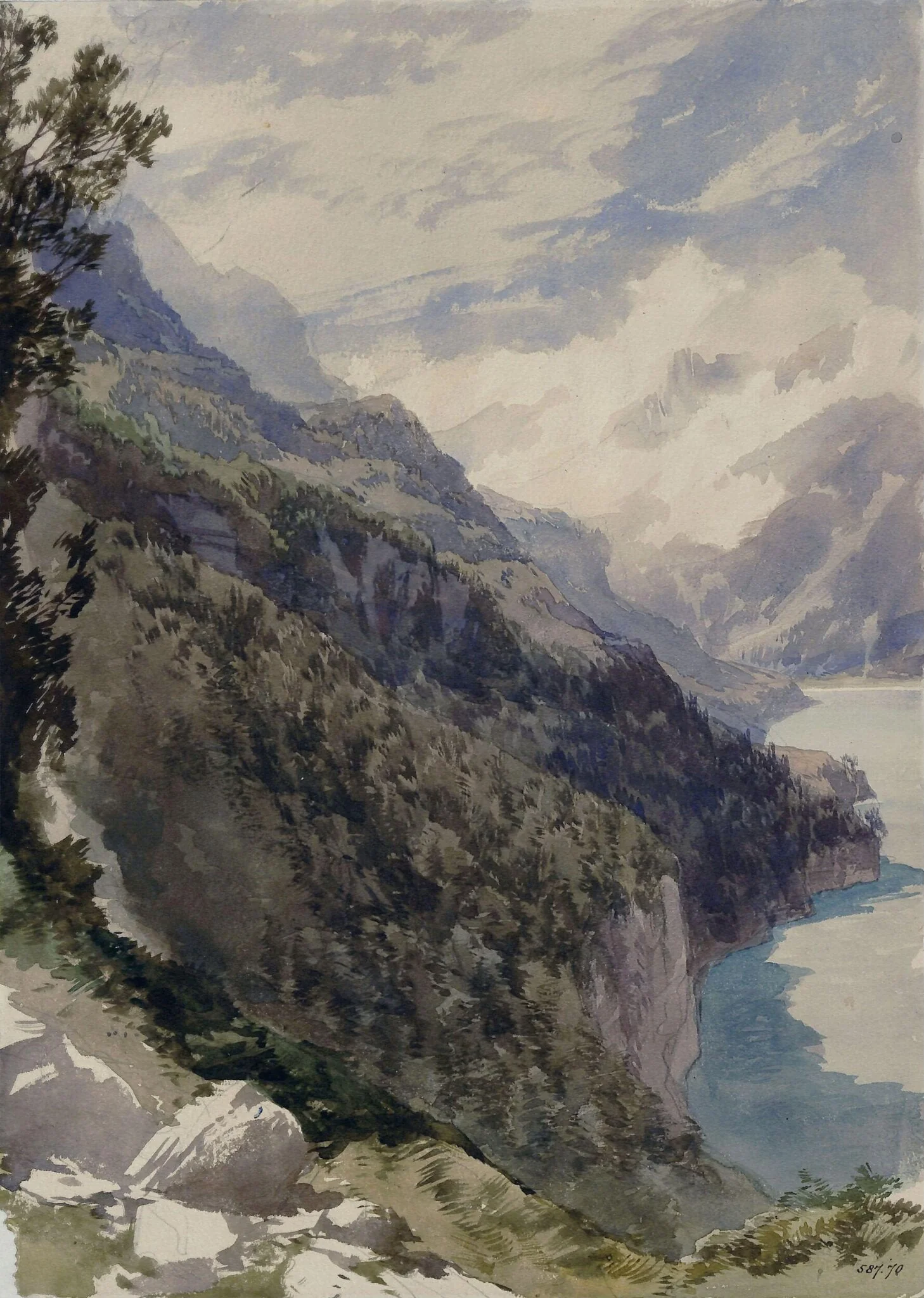 Bay of Uri, Lake of Lucerne, by Karel Frans Philippeau, watercolor, 1856