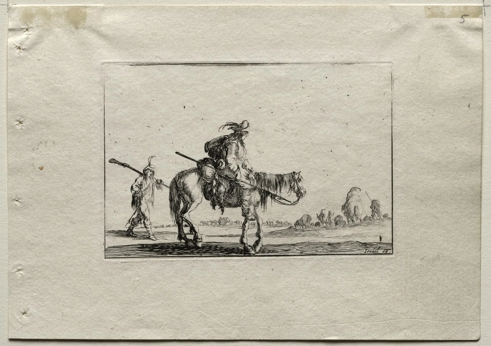 Caprices:  Mounted Soldier and Foot Soldier, by Stefano Della Bella, 1642