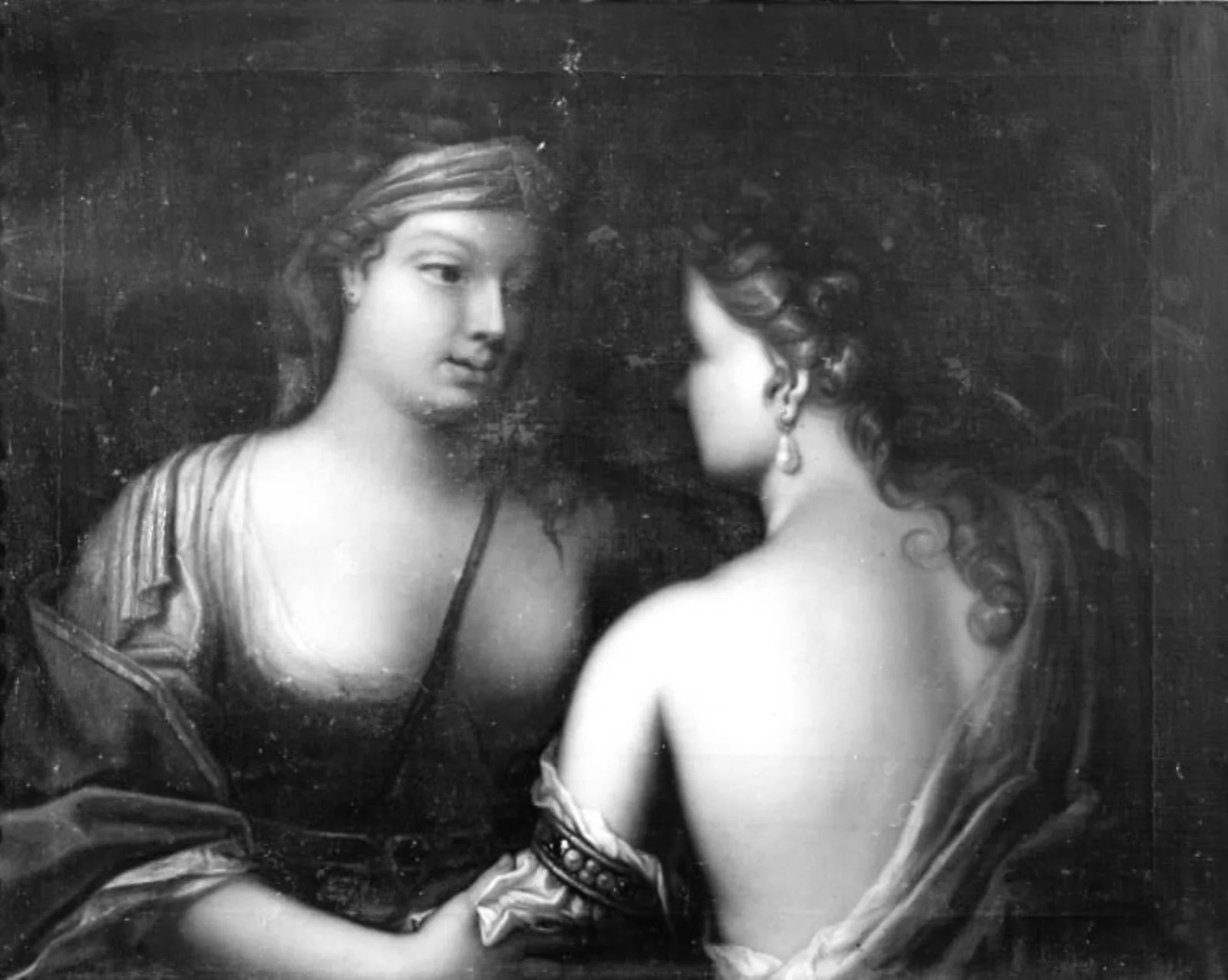 Tvende fruentimmer i halv figur, by Unknown, 1750