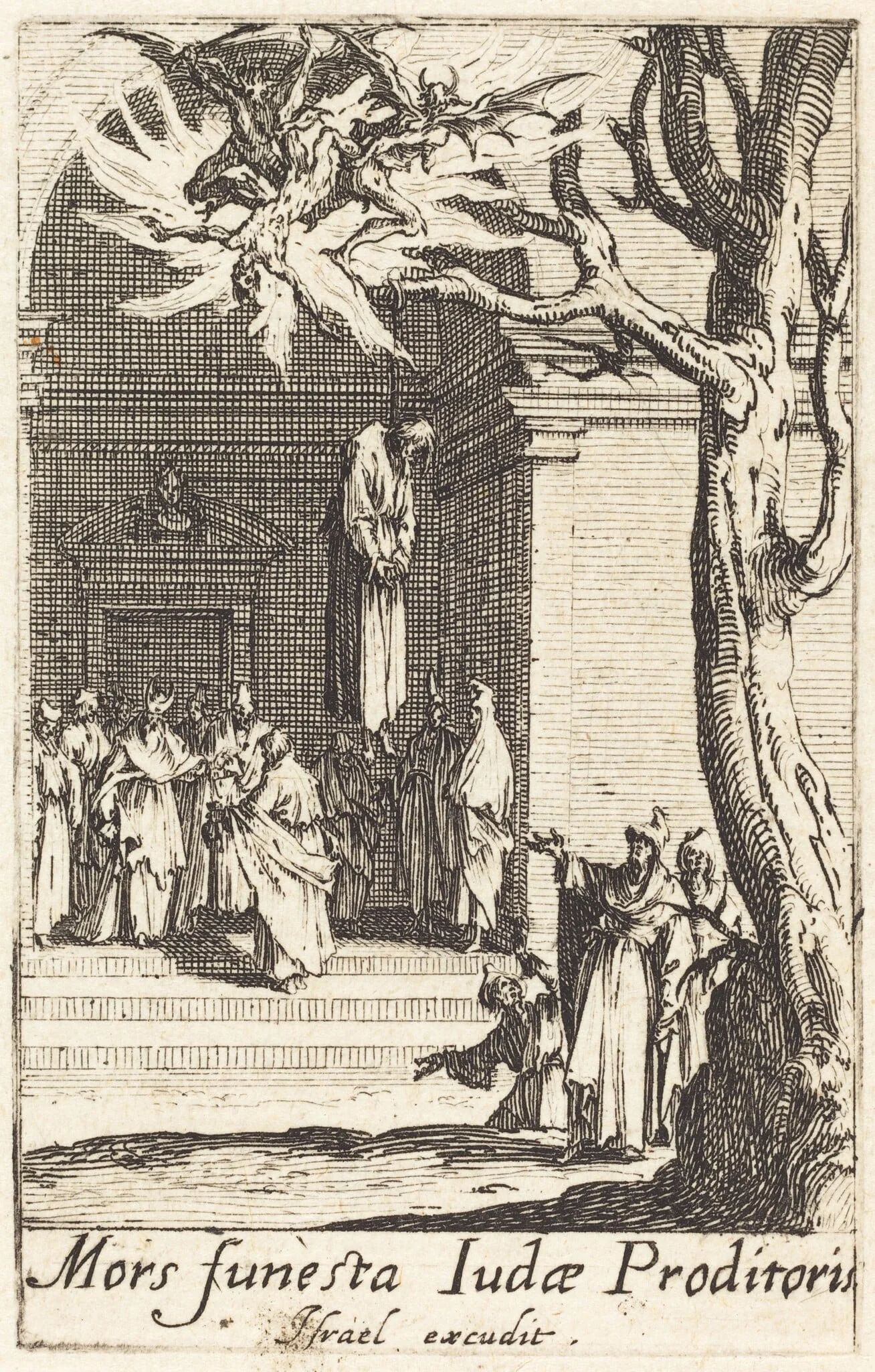 The Death of Judas, by Jacques Callot, ink, 1634