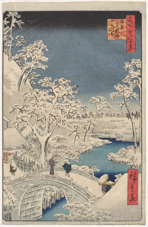Meguro Drum Bridge and Sunset Hill, from One Hundred Views of Famous Places in Edo, by Utagawa Hiroshige, 1857