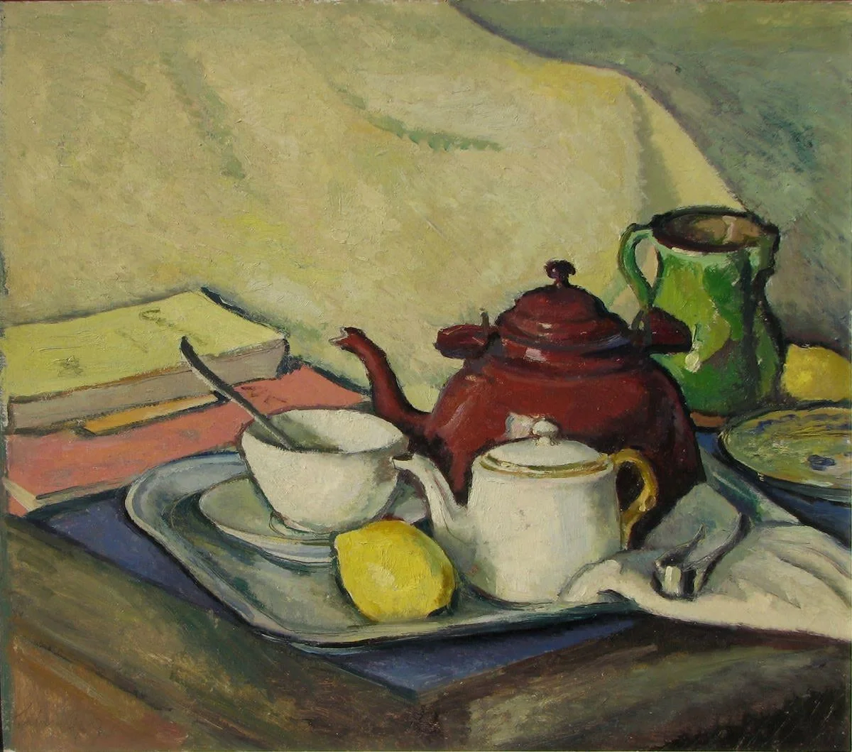 Natură statică cu ceainic roșu, by Sabin Popp, unspecified, 1922