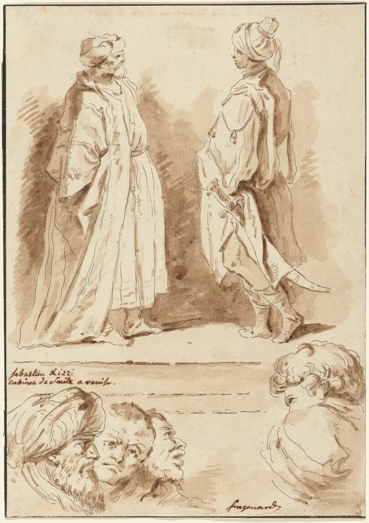 Details from "The Adoration of the Magi" and "The Pool at Bethesda", by Jean-Claude-Richard, Abbé de Saint-Non, ink, 1774