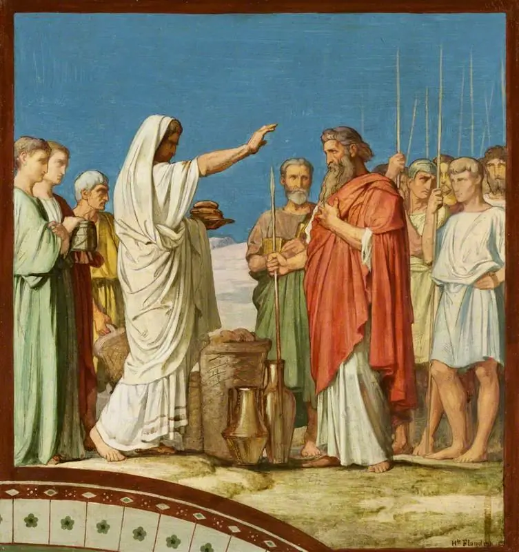 Melchisédech offrant du pain et du vin, bénit Abraham: Modello for the Fresco in the left nave of Saint-Germain-des-Prés, Paris, 1859 (Melchizedek Blesses Abraham and Offers Bread and Wine)