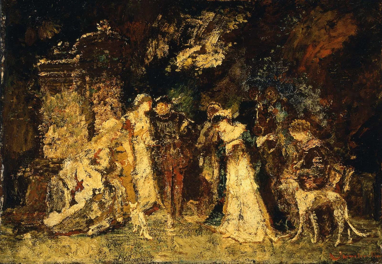 Figures in Renaissance Costume, by Adolphe Joseph Thomas Monticelli, unspecified, 1860