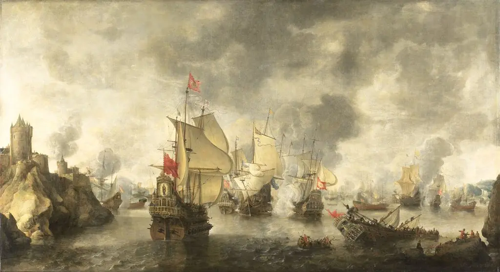 Battle of the combined Venetian and Dutch fleets against the Turks in the Bay of Foya, 1649