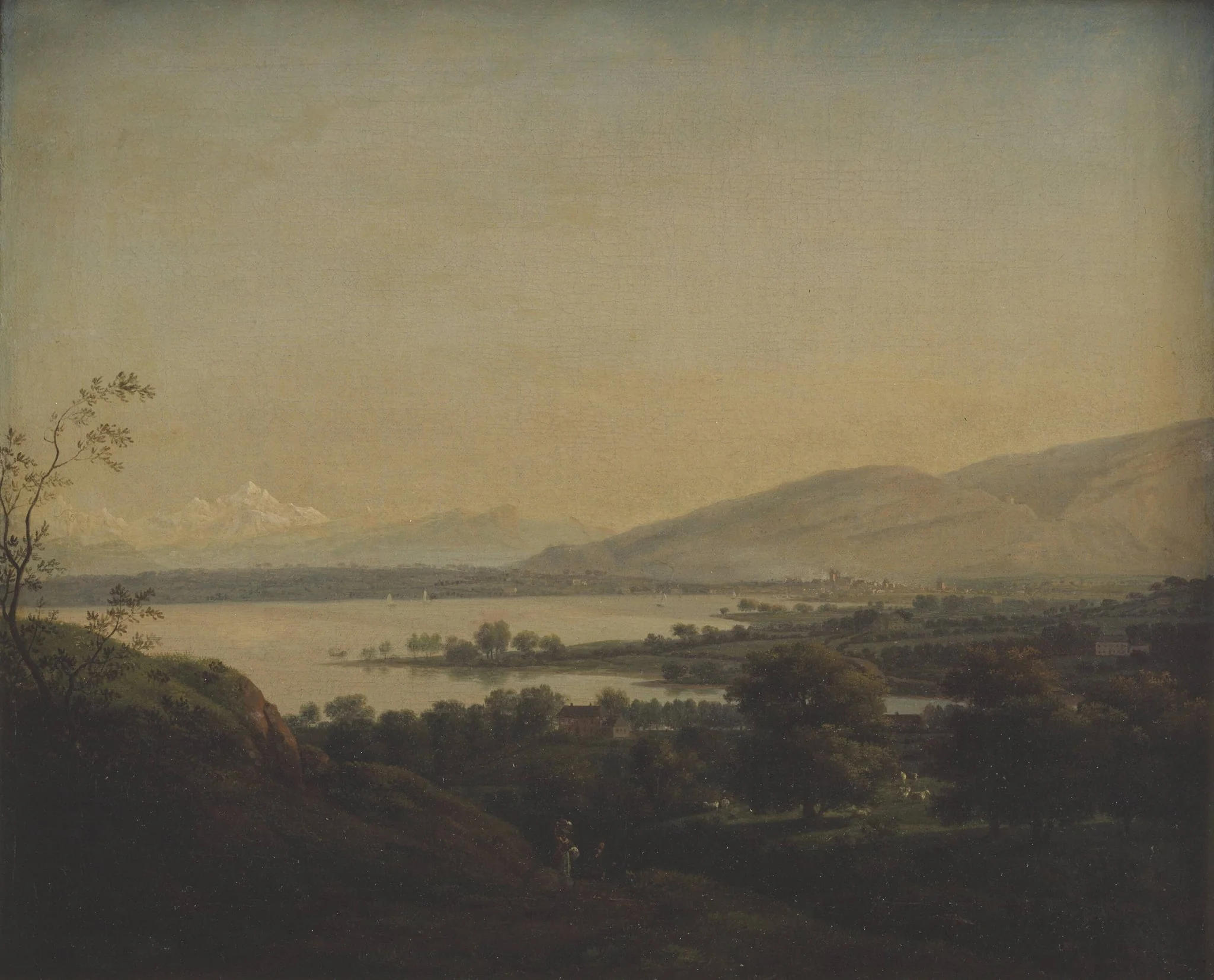 A View Across Lake Leman Towards Mont Blanc and Geneva
