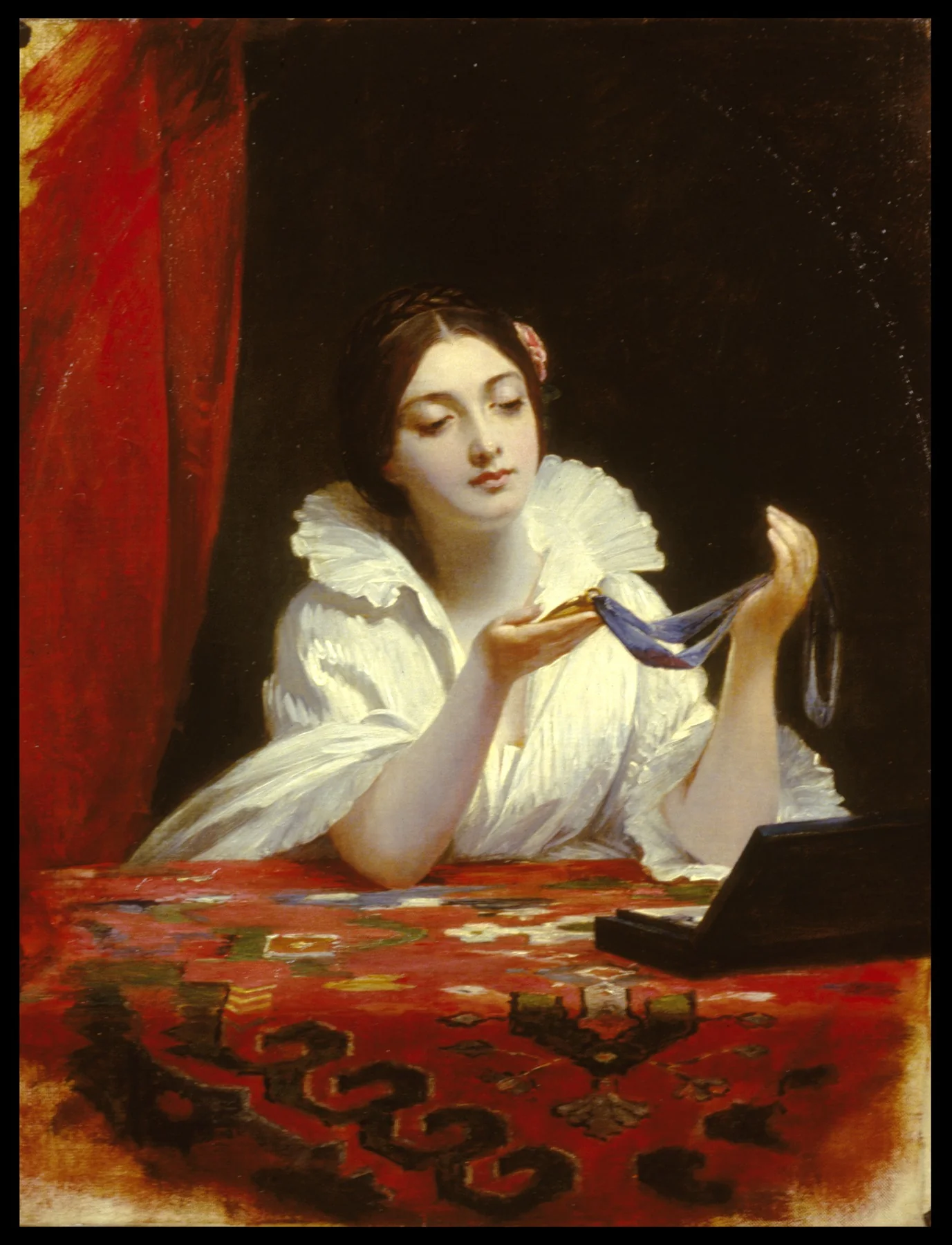 The Miniature, by Charles Robert Leslie, oil, 1826