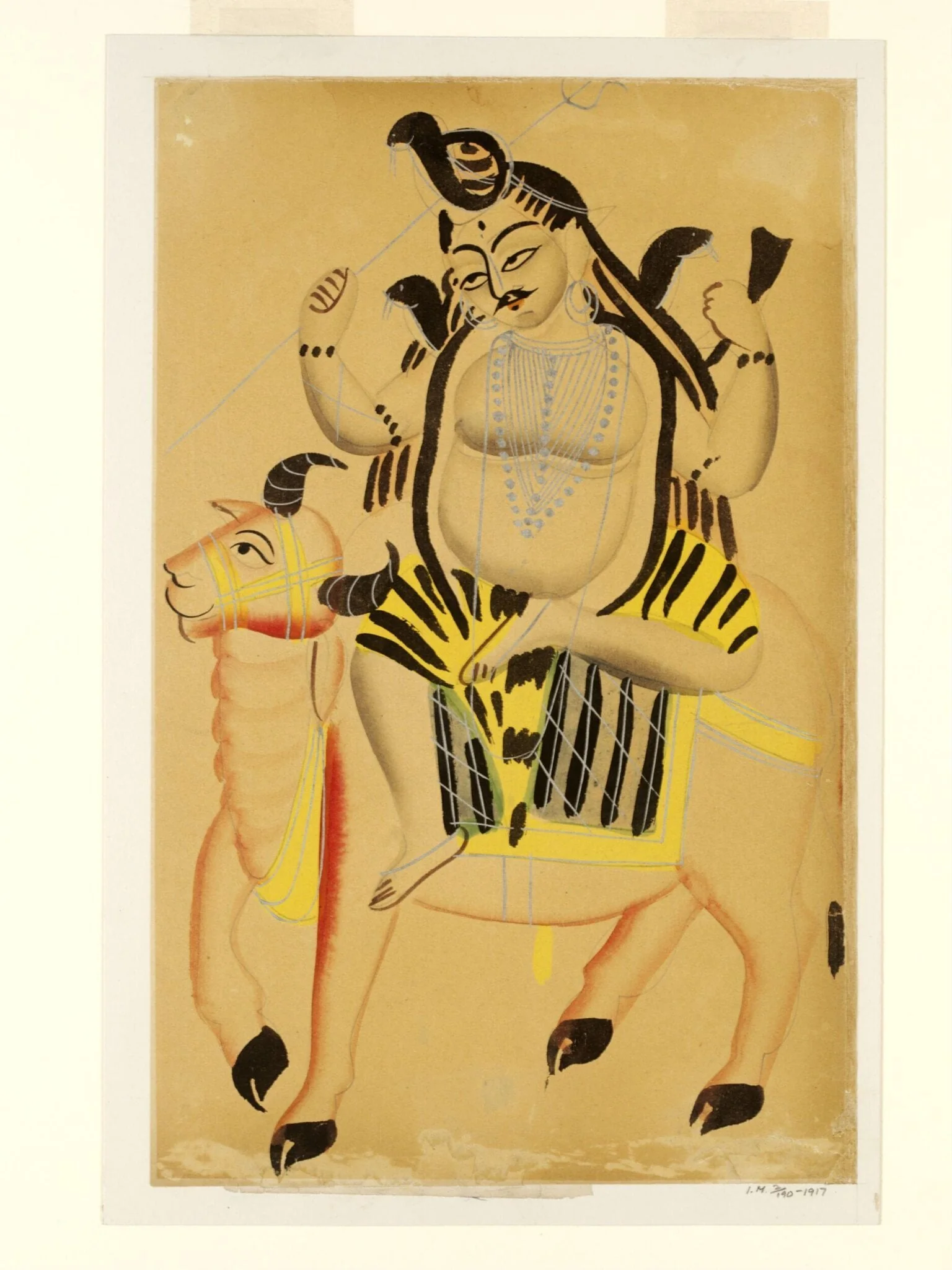 Shiva on Nandi, by Unknown, paint, 1890