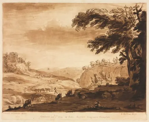 Liber Veritatis:  No. 7, An Island Scene of a Mountainous Country with Cattle