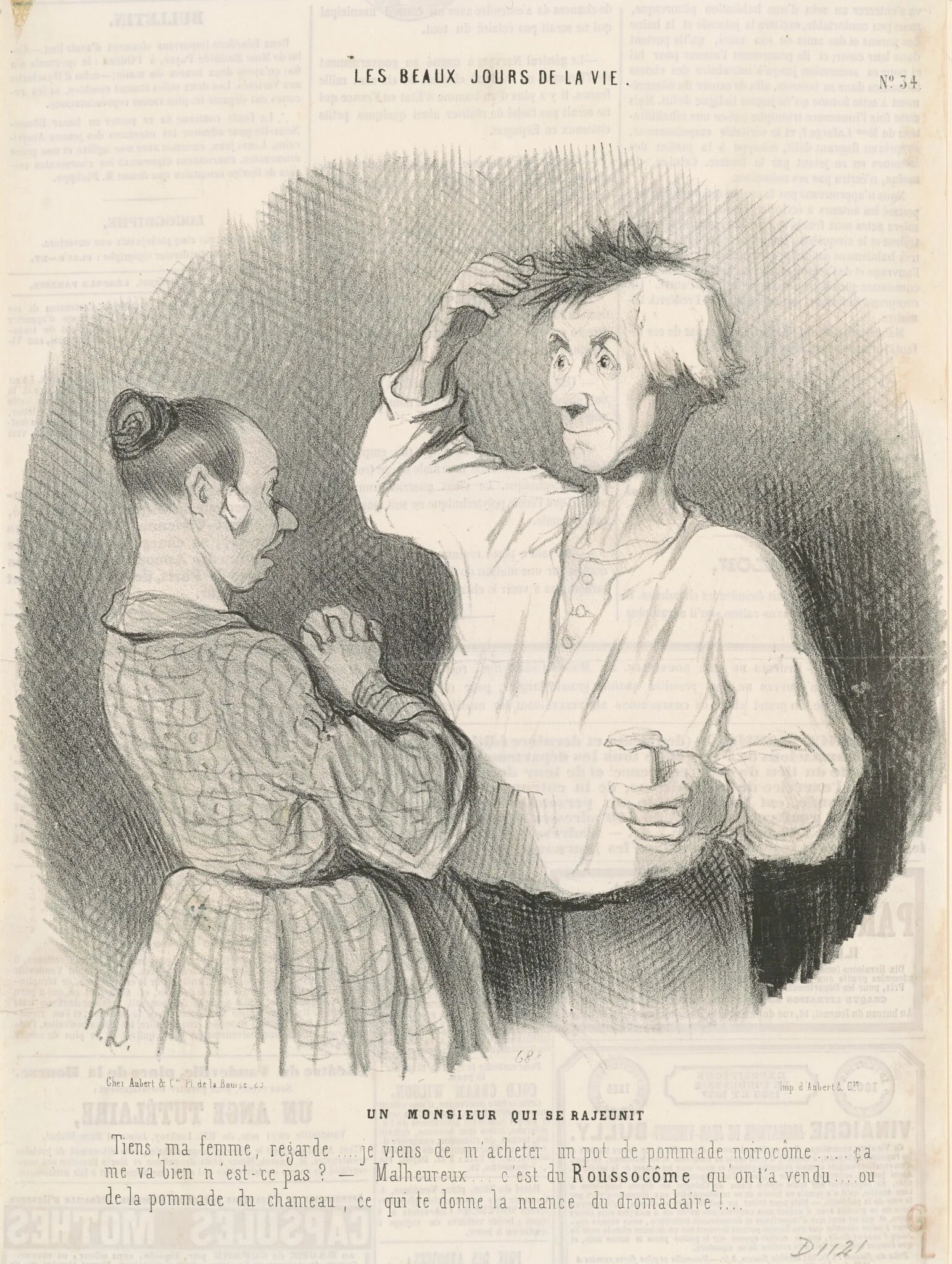 Un monsieur  qui se rajeunit, by Honoré Daumier, ink, 1844