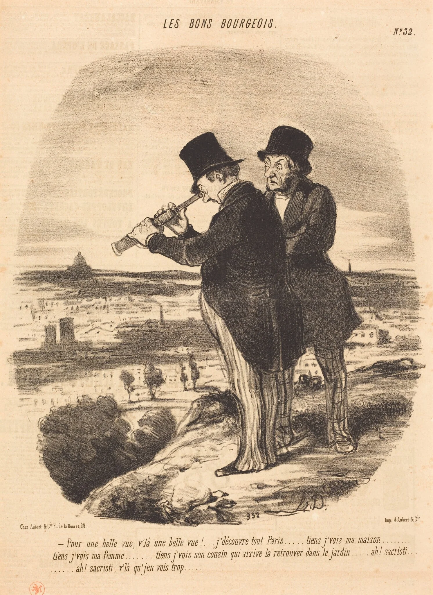Pour une belle vue, v'la une belle vue!..., by Honoré Daumier, ink, 1847