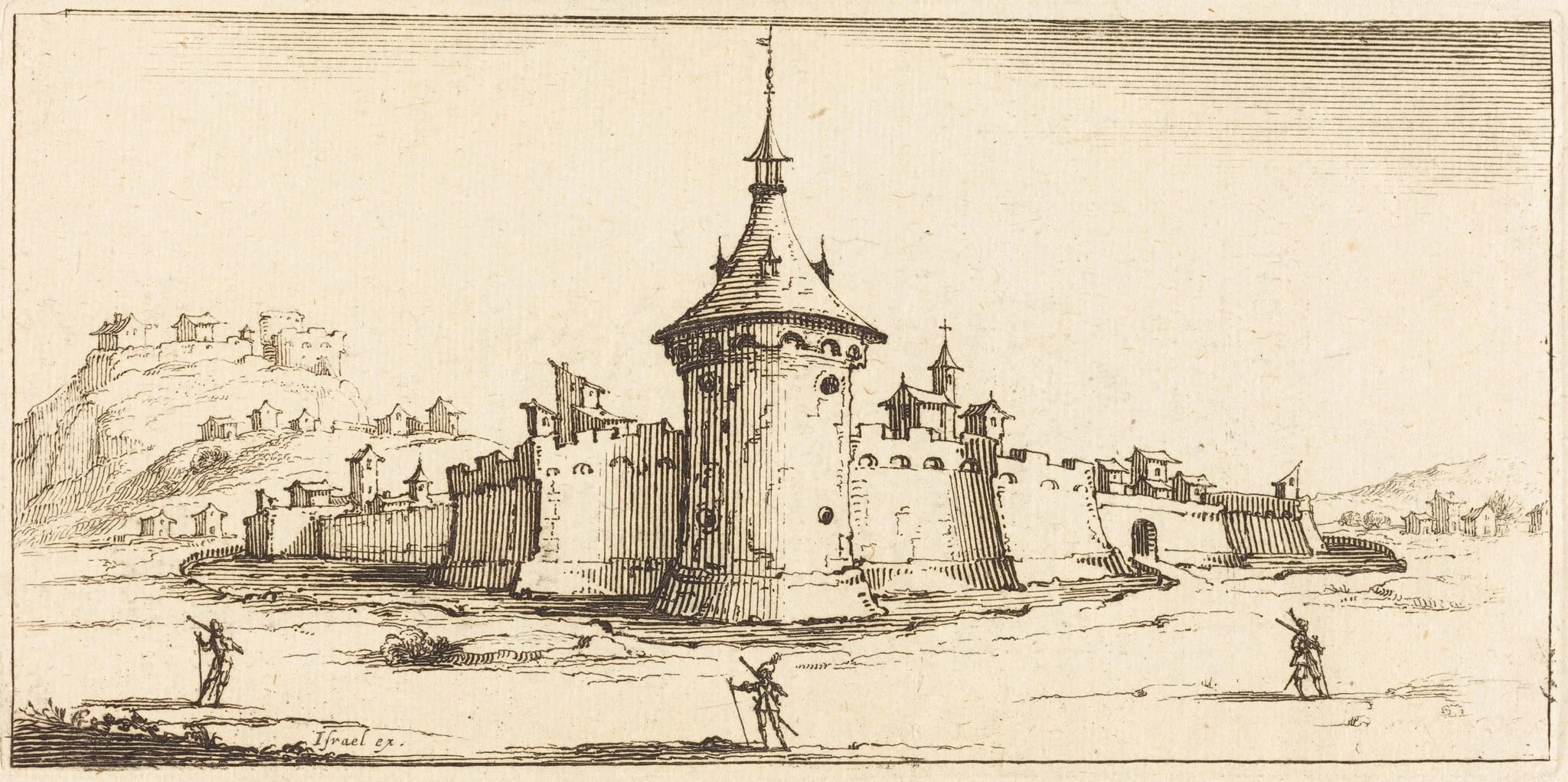 Landscape, by French 17th Century, ink, 1635