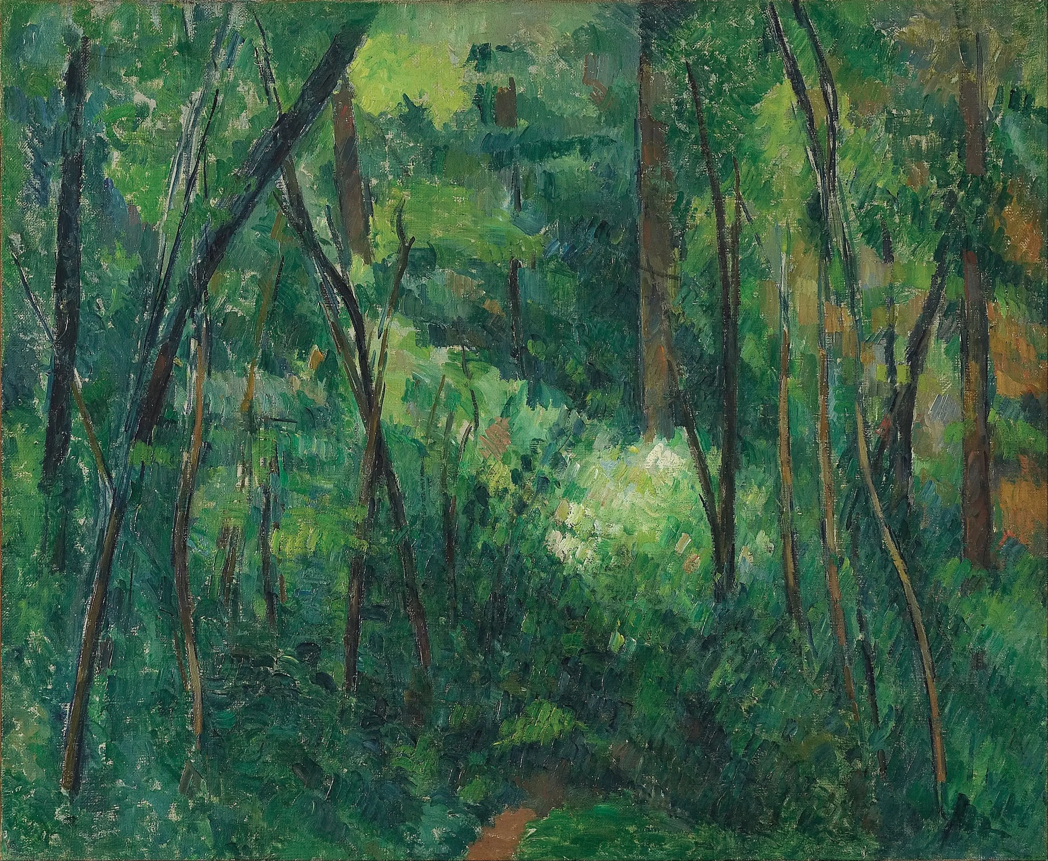 Interior of a forest, by Paul Cezanne, oil, 1882