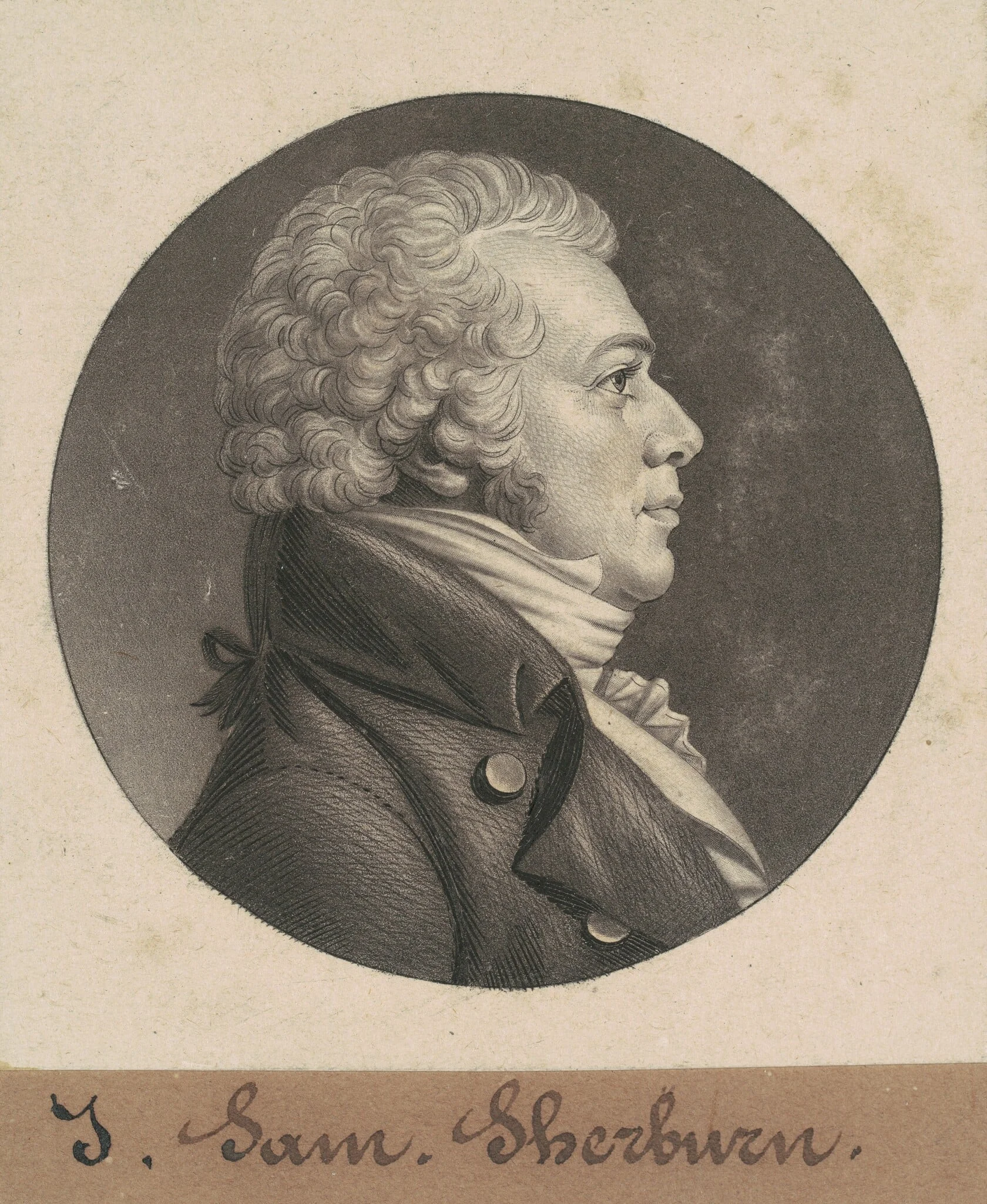 John Samuel Sherburne, by Charles Balthazar Julien Févret de Saint-Mémin, ink, 1805