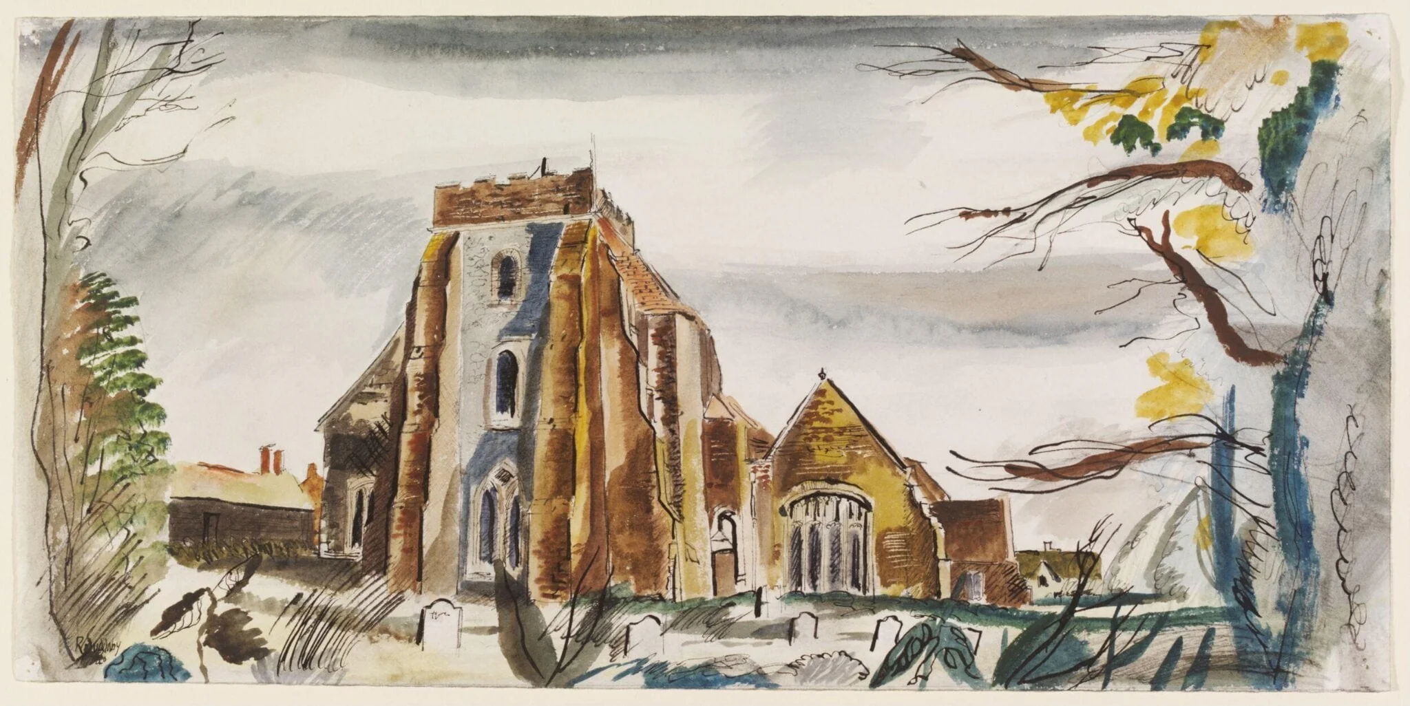 St. Osyth's Church, by Suddaby, watercolor, 1940