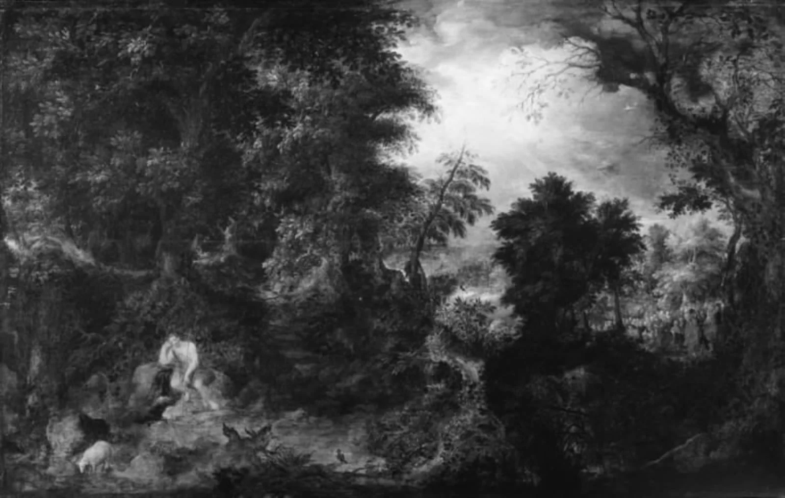 John the Baptist in the Wilderness. St. John Preaching and the Baptism of Christ, by Unknown, 1650
