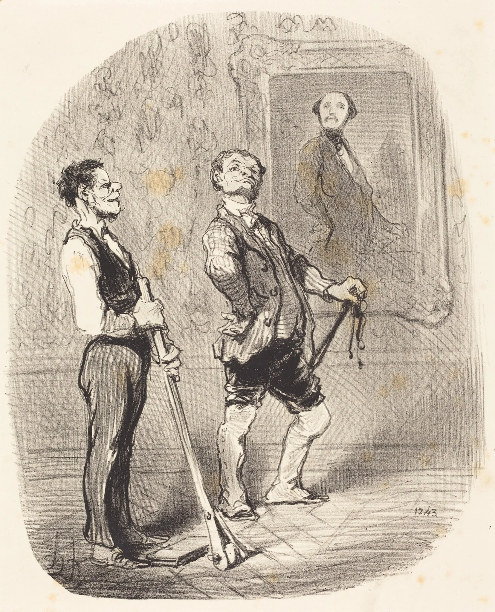 Il y a trois mois, m'sieu l'vicomte posait... comme ça..., by Honoré Daumier, ink, 1848