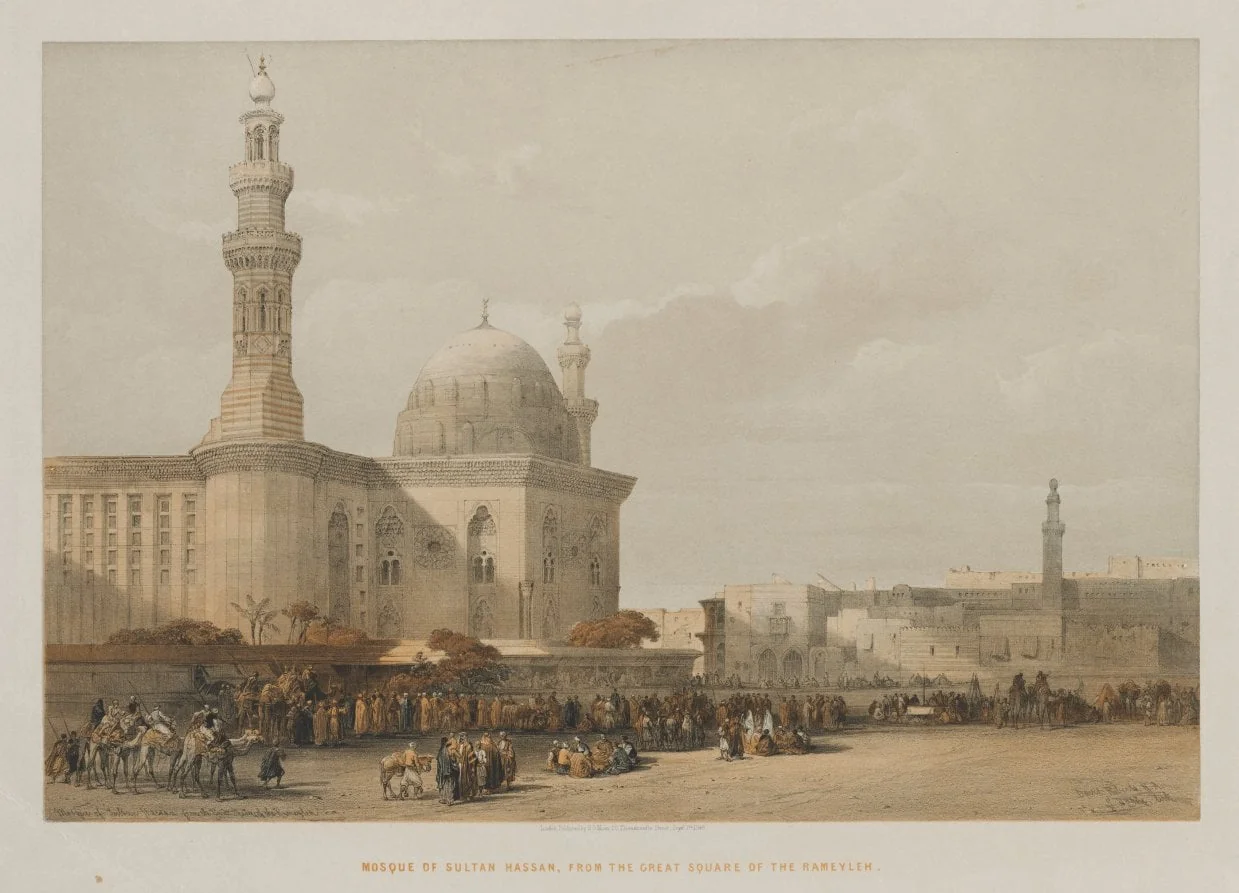 Egypt and Nubia, Volume III: Mosque of Sultan Hassan, from the Great Square of the Rameyleh, by Louis Haghe, 1849