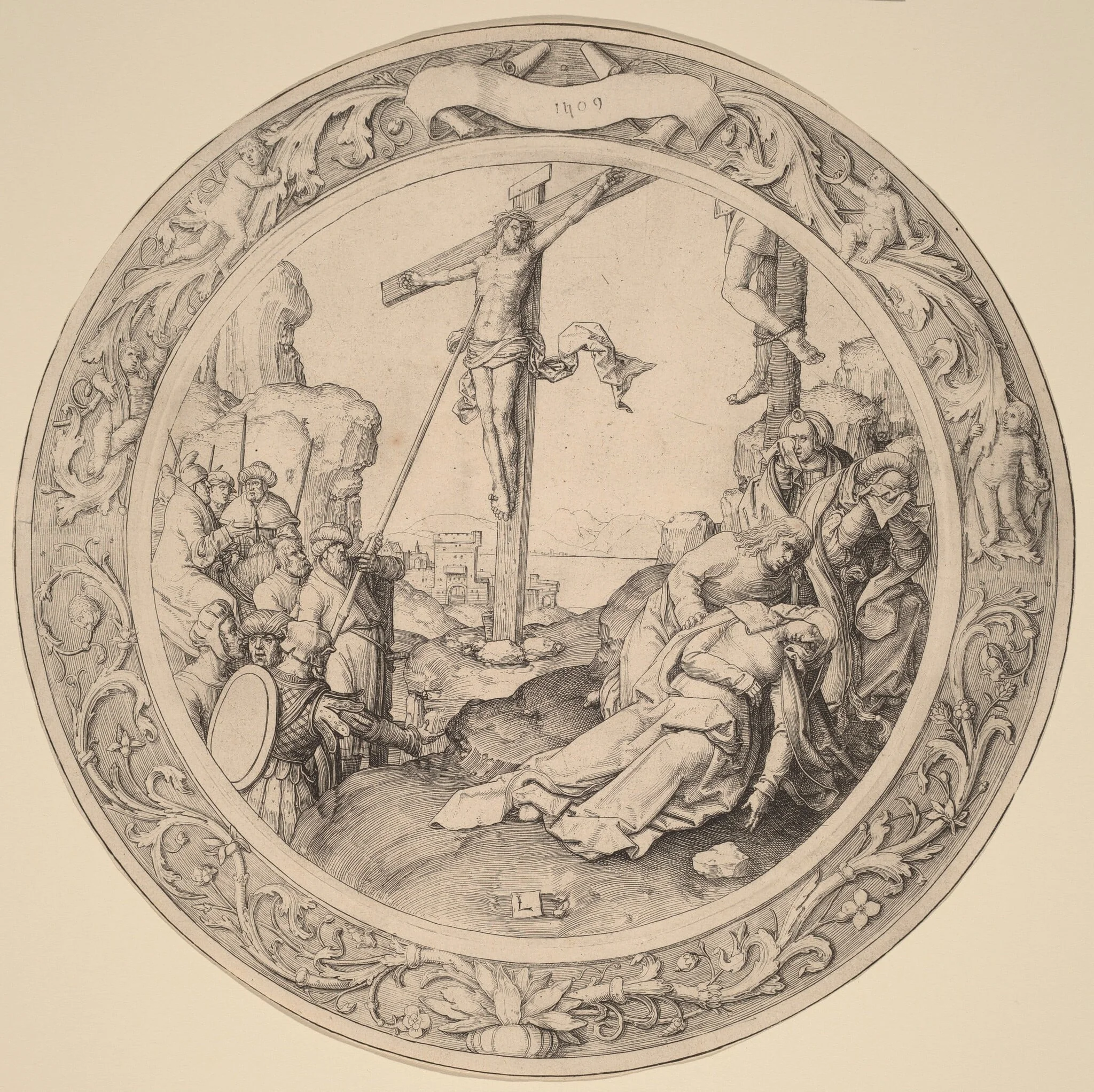 The Crucifixion, by Lucas van Leyden, ink, 1509