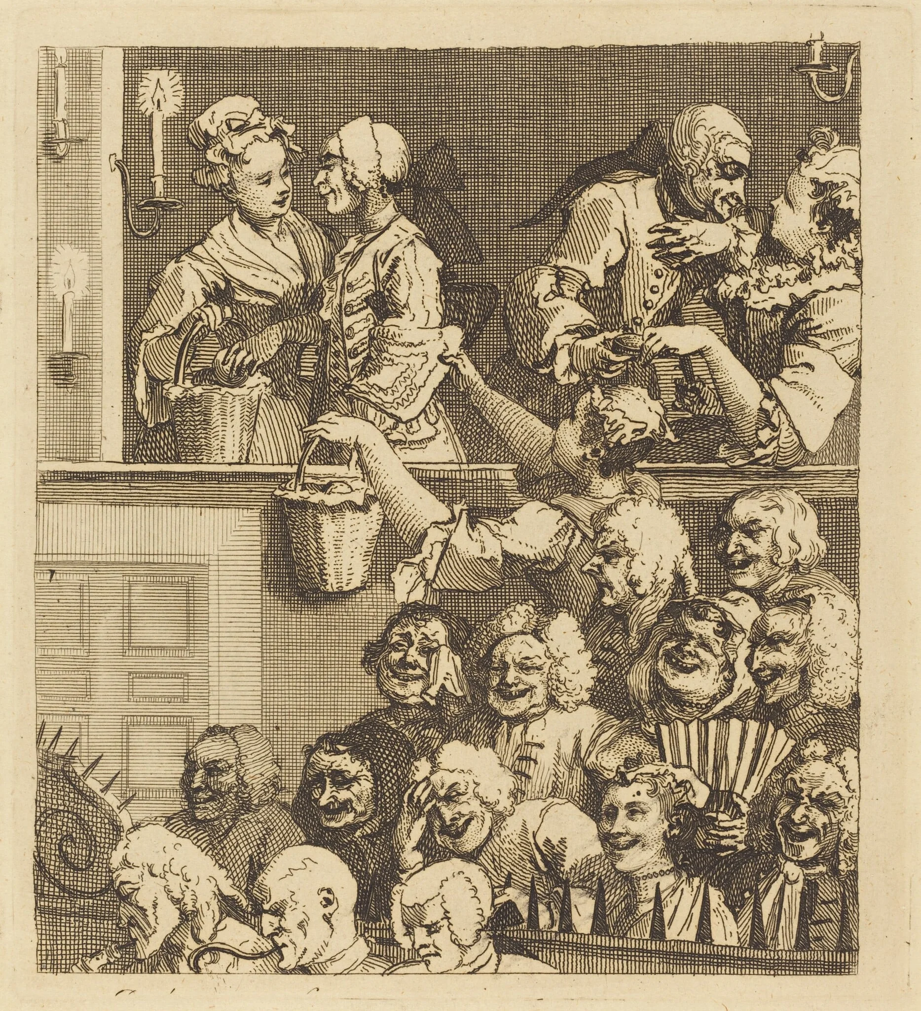 The Laughing Audience, by William Hogarth, ink, 1733