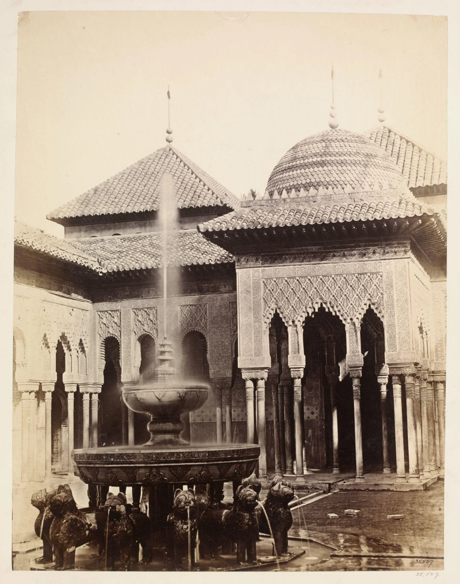 The Alhambra. Fountain and the pavilion of the Court of the Lions