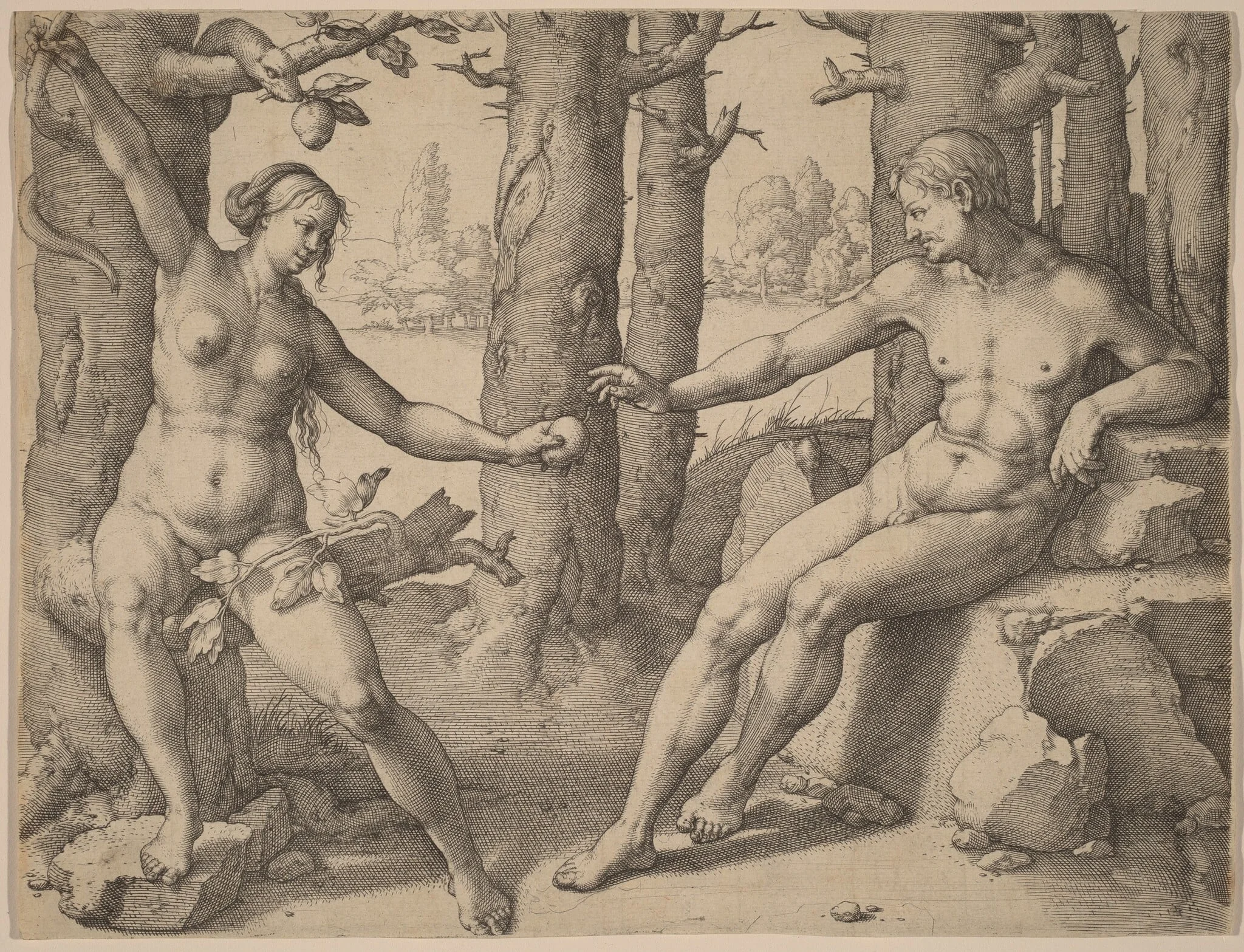 The Fall of Man, by Lucas van Leyden, ink, 1530