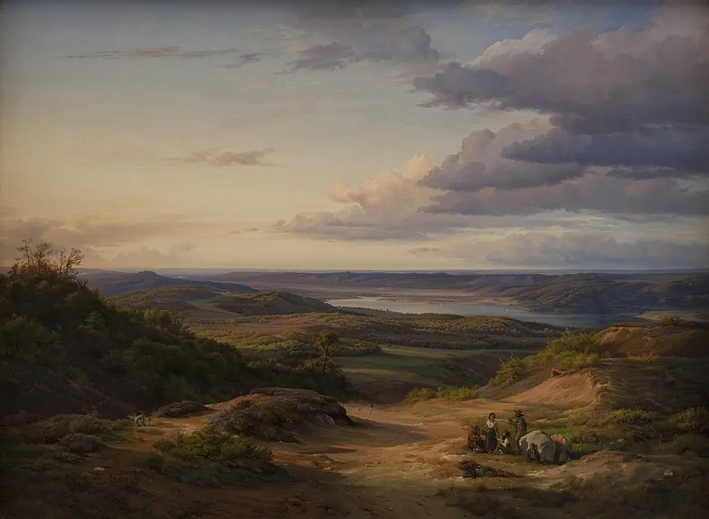 A Landscape near Himmelbjerget, Jutland. In the Foreground a Gypsy Family