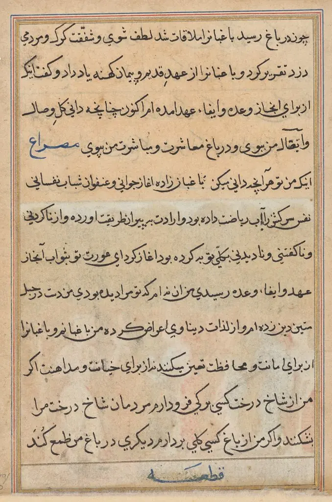 Page from Tales of a Parrot (Tuti-nama): text page