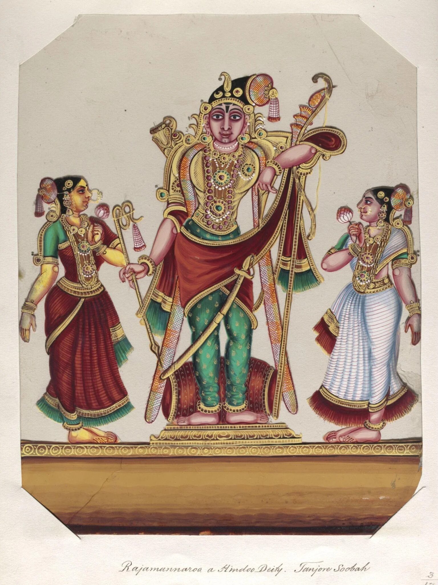 One of seventeen mica paintings depicting Hindu deities., by Unknown, paint, 1850
