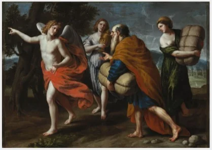 An Angel Leading Lot and his Daughters out of Sodom, by Alessandro Turchi, oil, 1620