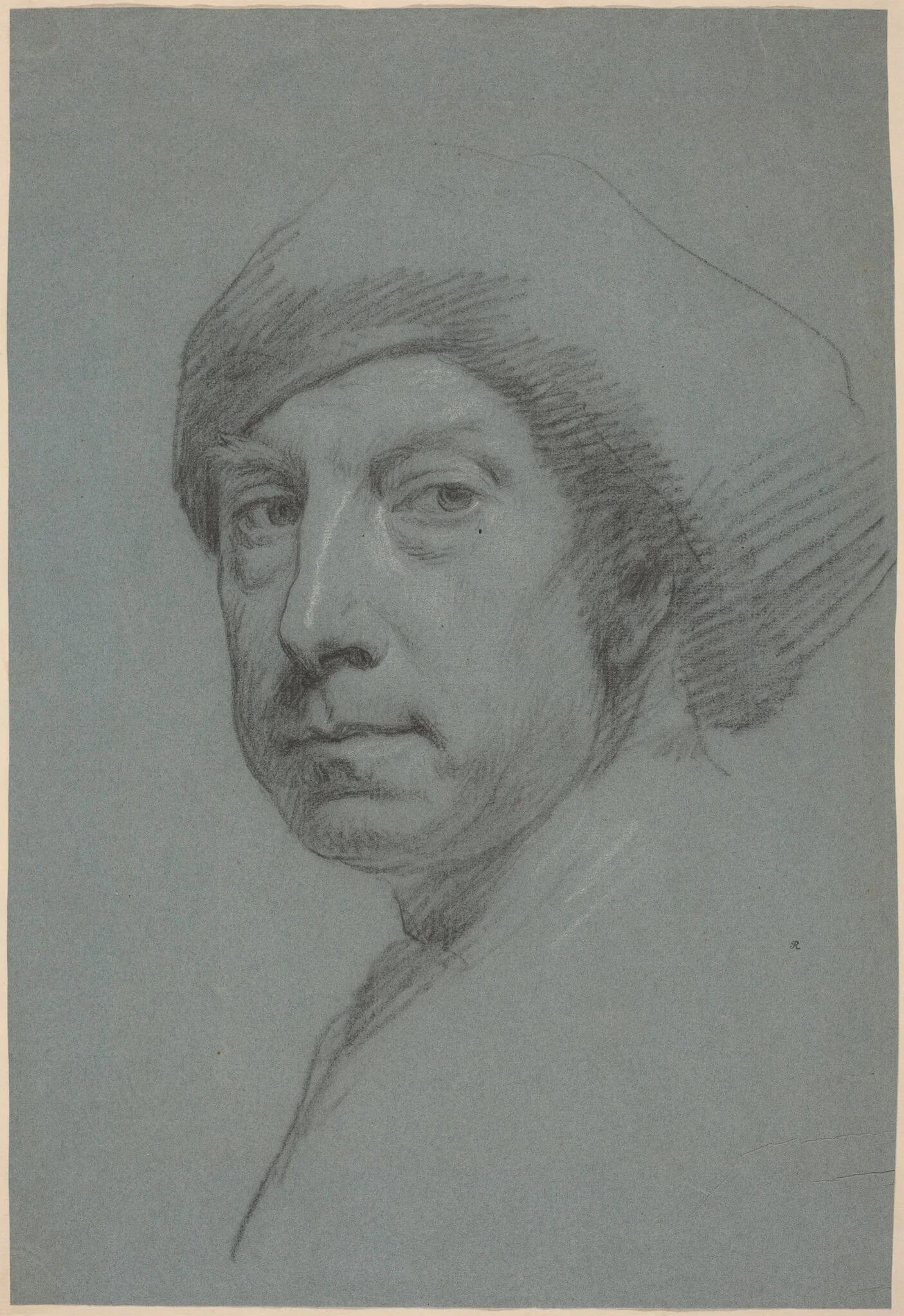 Self-Portrait Wearing a Turban, by Richardson, Sr., Jonathan, chalk, 1728