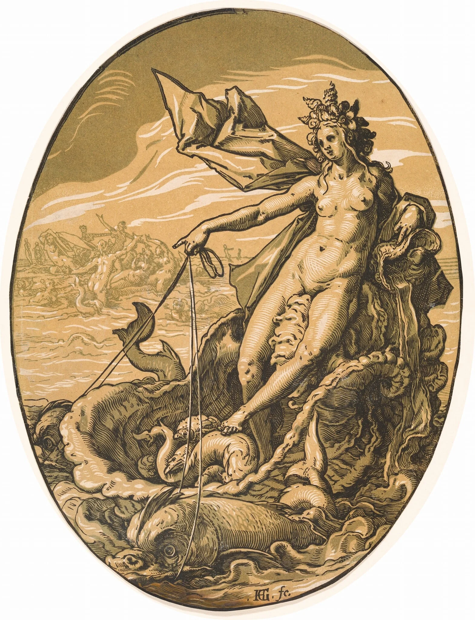Tethys, by Hendrik Goltzius, ink, 1589