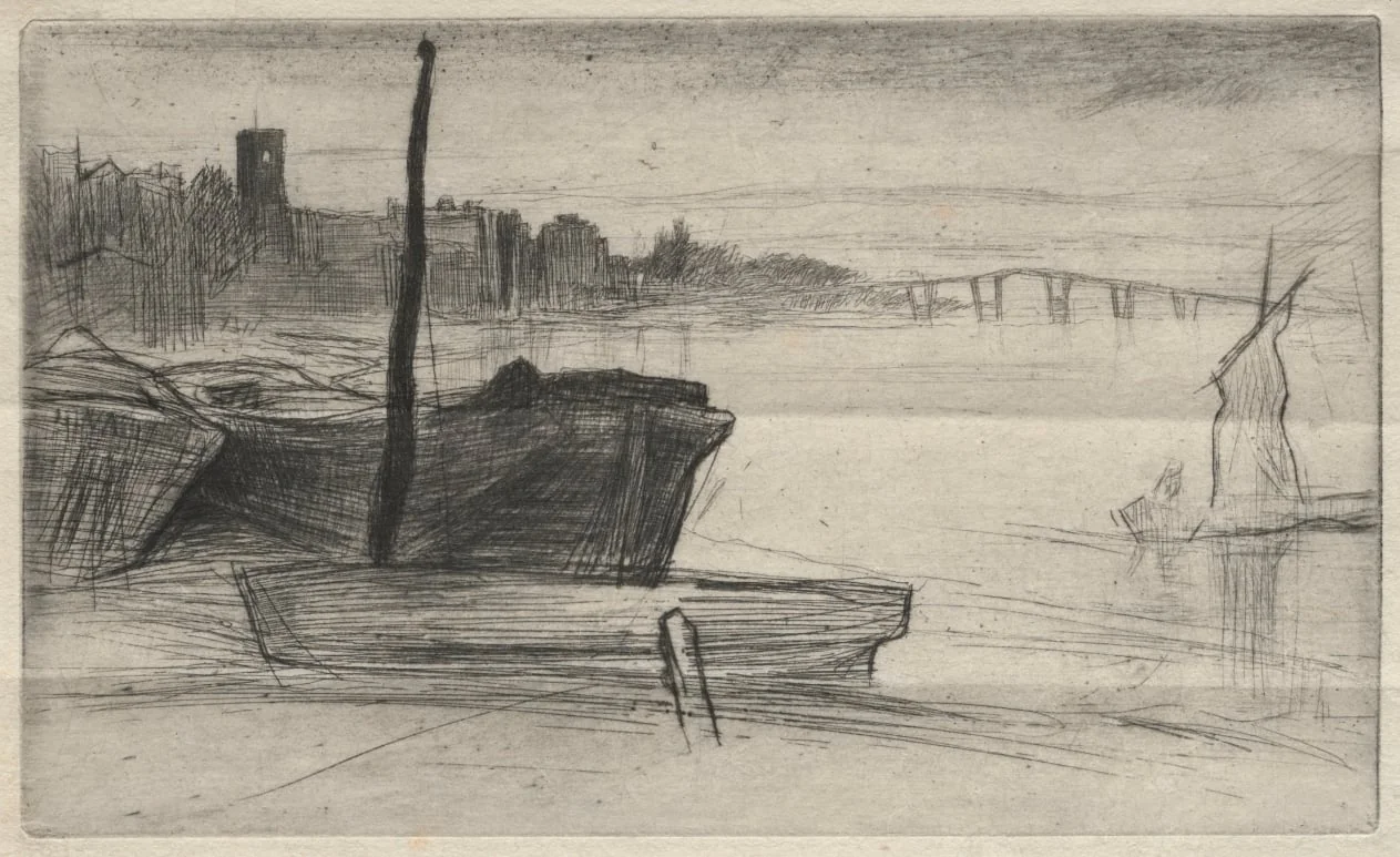 Chelsea Bridge and Church, by James McNeill Whistler, 1871