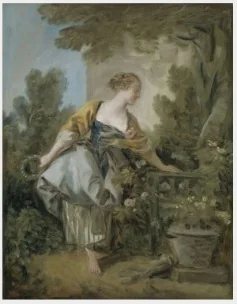 A Young Girl in a Park, by François Boucher, oil, 1767