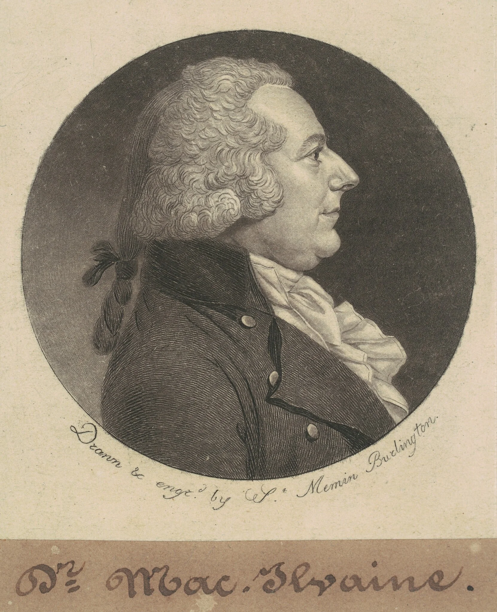 William McIlvaine, by Charles Balthazar Julien Févret de Saint-Mémin, ink, 1798