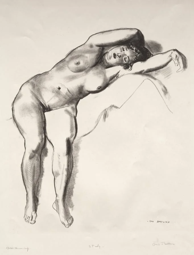 Nude Study, Woman Stretched on Bed, by George Bellows, 1924