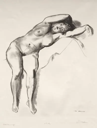 Nude Study, Woman Stretched on Bed