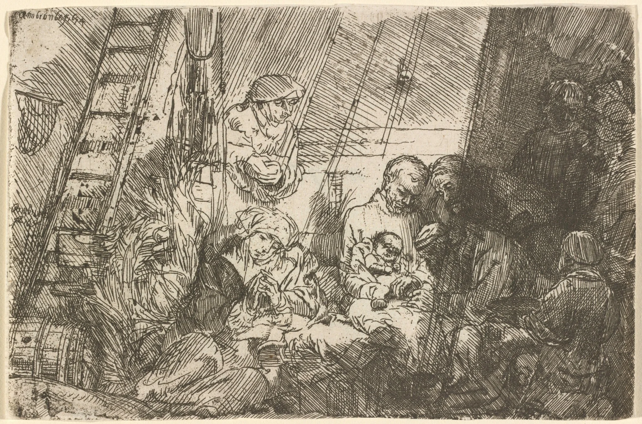 The Circumcision in the Stable, by Rembrandt, ink, 1654