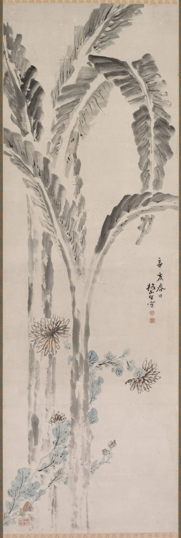 Banana Plant and Chrysanthemum, by Tsubaki Chinzan, unspecified, 1837